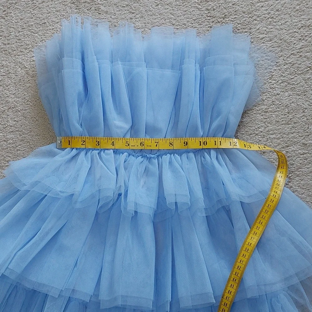 Mable Light Blue Tiered Tulle Mini Dress Sz S - Picture 14 of 15